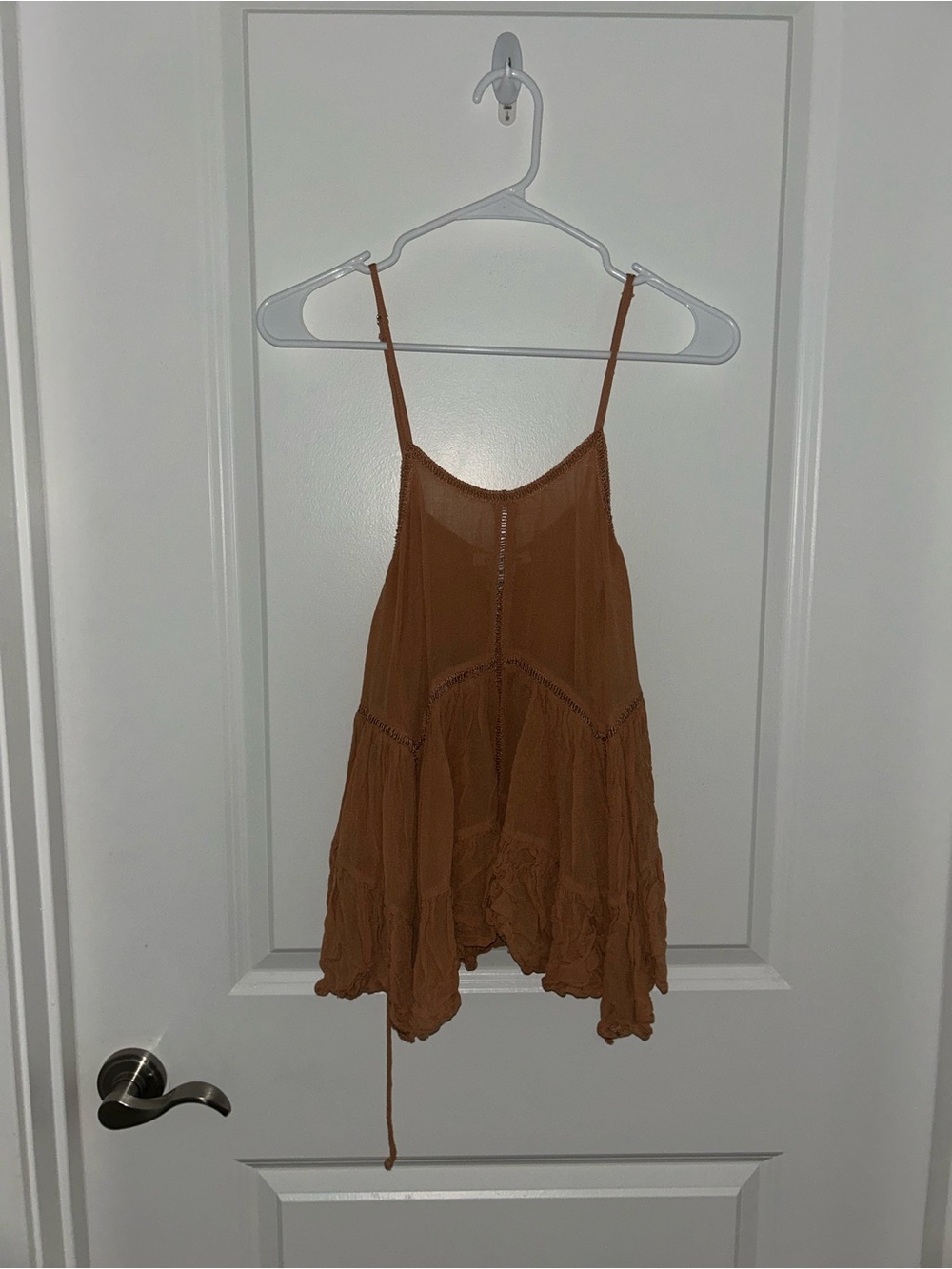 Glamorous Rust Brown Spaghetti Strap Tiered Camisole